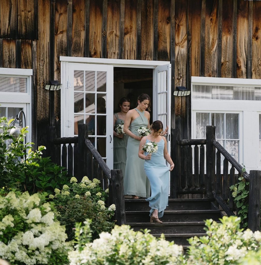 A bride Walking in a Garden